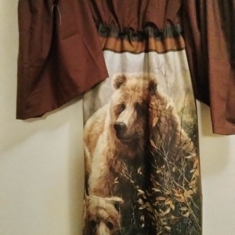 Brown Bears Off The Shoulder Maxi Jumpsuit - Picture 3 of 6